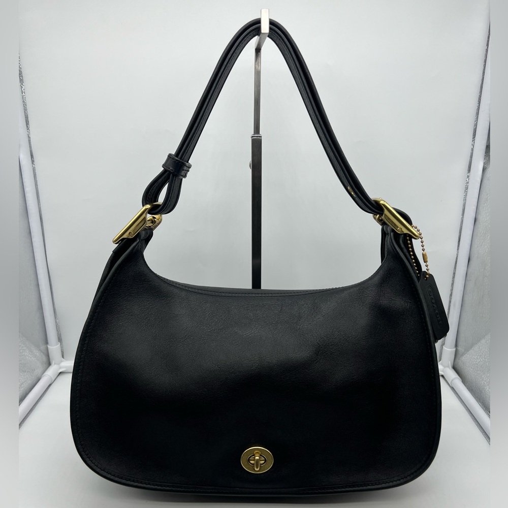 COACH VINTAGE 9338 Y2K Legacy Crescent Black Leather Shoulder Crossbody Hobo Bag - Picture 2 of 16